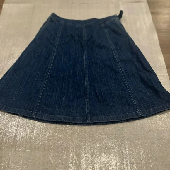 [6P]VTG L.L.Bean Classic-fit  Panel Denim Flare Skirt Woman Rockabilly Retro Y2K - Picture 1 of 5